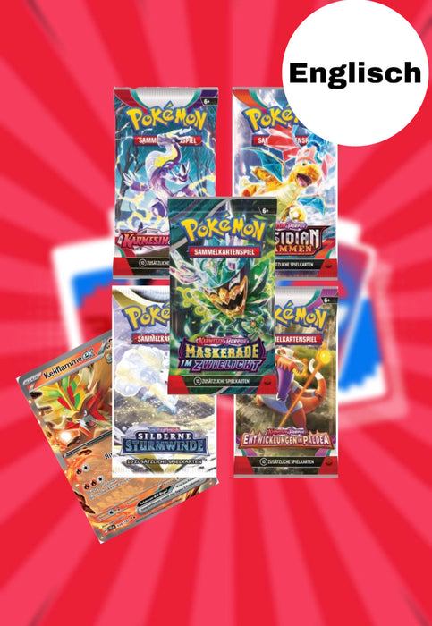 Pokémon Booster Mystery Pack mit V/VMAX/EX oder shiny Karte